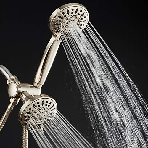 AquaDance Brushed Nickel Premium High Pressure 48-setting 3-Way Combo for The Best of Both Worlds – Enjoy Luxurious 6-setting Rain Shower Head and 6-Setting Hand Held Shower Separately or Together - color: Brushed Nickel