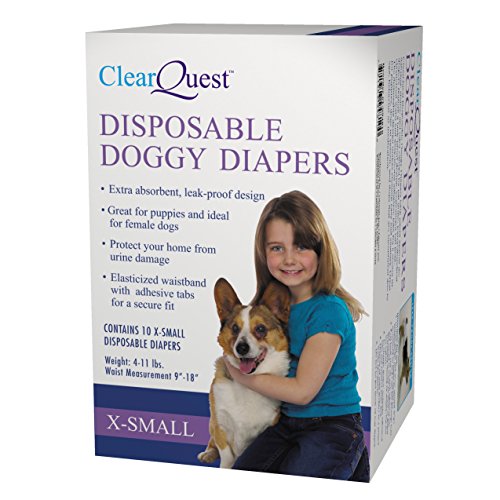 ClearQuest Disposable Doggy Diapers, Super Absorbent Leak-Proof Pet Diapers - size: X-Small