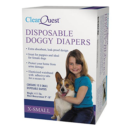 ClearQuest Disposable Doggy Diapers, Super Absorbent Leak-Proof Pet Diapers - size: X-Small