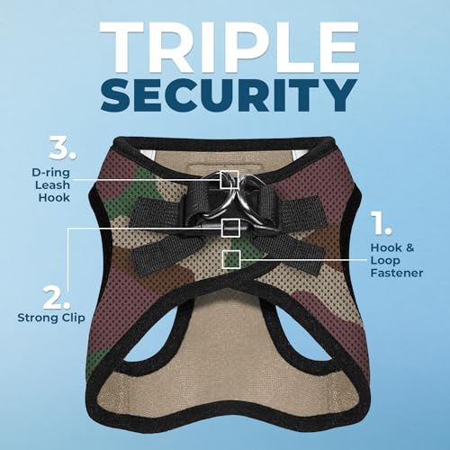 Best Pet Supplies Voyager Step-in Air Harness - All Weather Mesh, Reflective, No Pull Harness for Dogs, Cats - Secure with Hook & Loop Fastener, Buckle, Double D-Rings - Army/Black Trim, XS - color: Harness (Army/Black Trim), size: XS (Chest: 13 - 14.5")