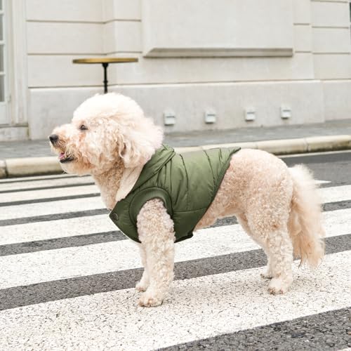 Vecomfy Fleece Lining Extra Warm Dog Hoodie in Winter,Small Dog Jacket Puppy Coats with Hooded Green XS - color: Green, size: X-Small (Pack of 1)