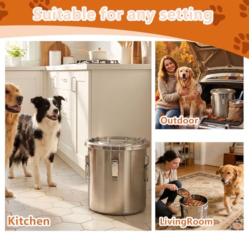 10LB Stainless Steel Dog Food Storage Container with Lid & Scoop, Large Dog Food Storage Container for Dry Pet Food, Metal Dog Food Container, Pet Food Storage Container for Kibble - size: 10LB