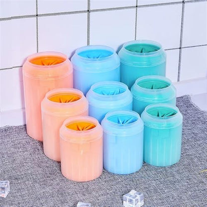 Dog Paw Cleaner Cup, Soft Silicone Combs, Portable Outdoor Pet Towel, Foot Washer, Paw Clean Brush, Quickly Foot Cleaning(Blue,L-9.2x15.2cm)