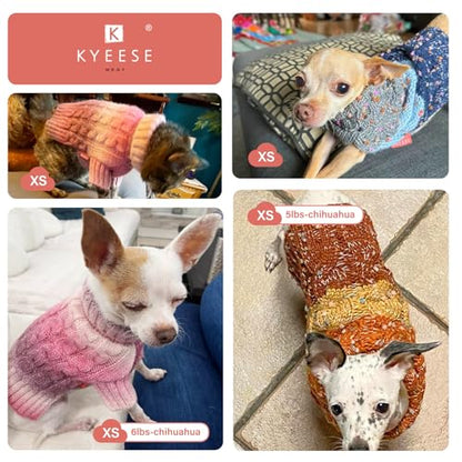 KYEESE Dog Sweater Thick Cable Knit Pet Sweater Gradient Color Small Dog Sweater Fuzzy Warm with Sleeves, Blue, X-Small - color: 07# Blue, size: X-Small (4-6lbs)
