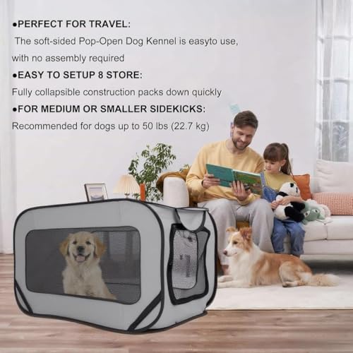 Dog Crate for Ford Expedition V 2026 2025 2024, Pet Carrier Portable Travel Box Grey Soft-Sided Folding Kennel Carrier Car Seat Crate Sturdy Accessories