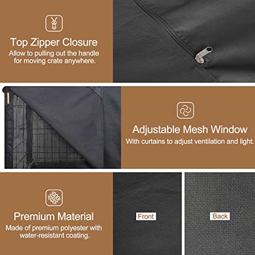 HiCaptain Breathable Dog Crate Cover 42 Inch, Durable Heavy Duty Kennel Cover, Dual Zippered Panels, Windproof Waterproof UV-Resistant(Black) - color: Black, size: 42.0"L x 28.0"W x 30.0"H