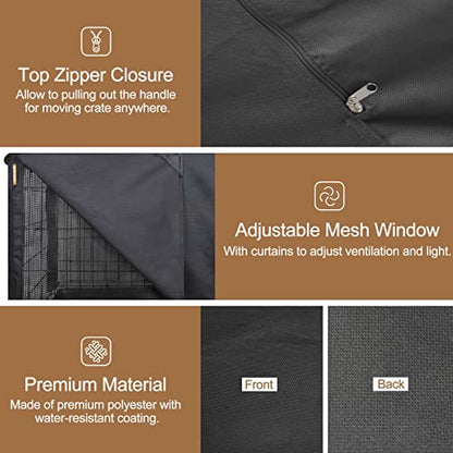 HiCaptain Breathable Dog Crate Cover 42 Inch, Durable Heavy Duty Kennel Cover, Dual Zippered Panels, Windproof Waterproof UV-Resistant(Black) - color: Black, size: 42.0"L x 28.0"W x 30.0"H