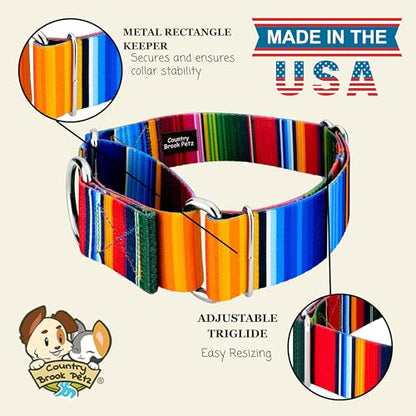 Country Brook Petz - HossFit Jr Wide Martingale Dog Collar - Country and Western Collection Featuring Rustic Designs (Serape, Extra Large) - color: Serape, size: Extra Large (Pack of 1)