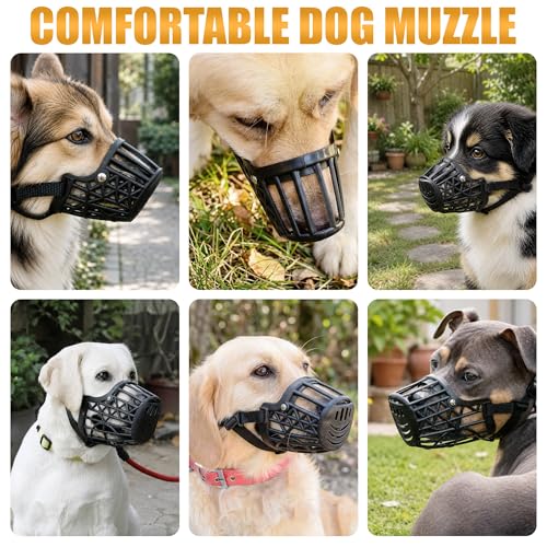 7PCS Dog Basket Muzzle Set, Anti Biting Barking Chewing Licking Scavenging, Adjustable Breathable Muzzles Kit, Comfortable Pet Mouth Care Cover Mesh Cage for Small, Medium, Large & Extra Dogs