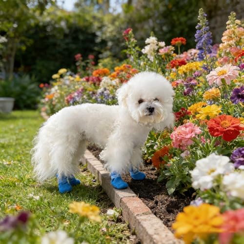 4pcs Nonslip Pet Shoes Waterproofed and Wear for Dog Various Weather Protecting Easyly Waterproofed Dog Shoes - color: Red, size: L
