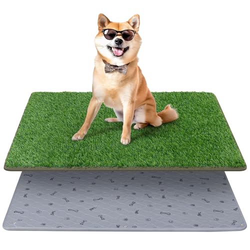 Dog Grass Mat with Pee Pad, Artificial Indoor Turf Grass Potty Training Pads for Dogs Tray Doggies Washable Reusable Puppy Pads Leakproof Pee on Outdoor Patio Balcony Apartment(24.5x39'') - color: Floral, size: 24.5''x39''