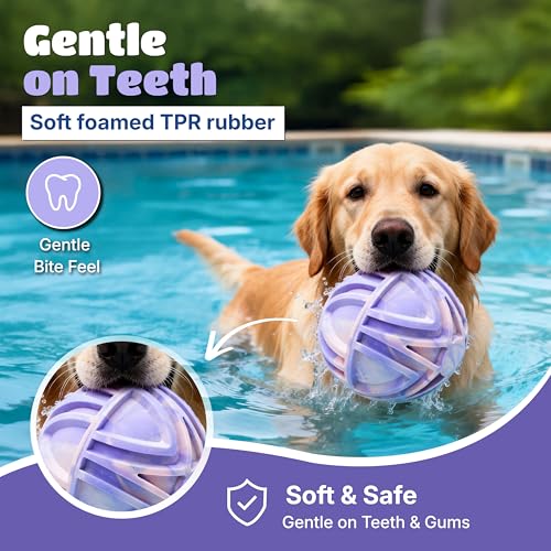 Dog Balls for Large Dogs, 7'' Large Dog Ball, Durable Outdoor Fetch Toy, Bouncy Floating Water Ball, Interactive TPR Foam Dog Toy for Large Breeds, Gentle on Teeth, Pink & Purple Ombre - color: Pink & Purple Ombre