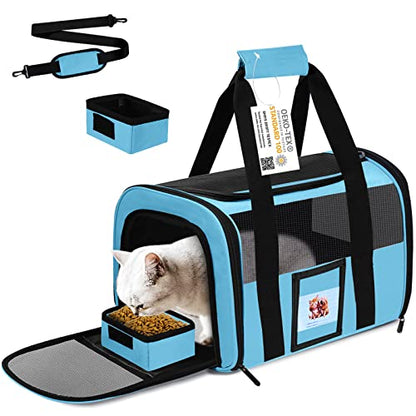 Cat Carrier Dog Carriers Airline Approved for Small Dogs, Kitten, Carriers for Small Medium Cats Under 15lb, Collapsible Soft Sided TSA Approved Pet Travel Carrier-Blue - color: Blue