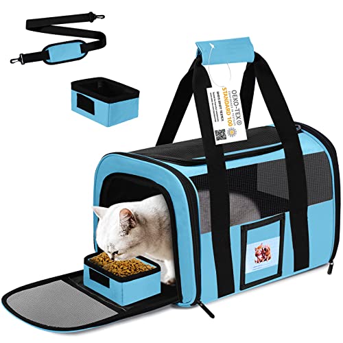 Cat Carrier Dog Carriers Airline Approved for Small Dogs, Kitten, Carriers for Small Medium Cats Under 15lb, Collapsible Soft Sided TSA Approved Pet Travel Carrier-Blue - color: Blue