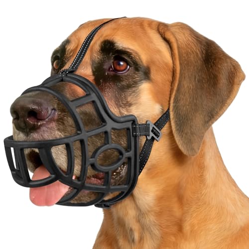 Mayerzon Dog Muzzle for Large Dogs Great Dane, Basket Muzzle for Anti Biting Chewing with Adjustbale Strap, Allows Panting Drinking(XXL, Black) - size: XXL-Snout Cir 13-15.5''