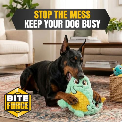Bite Force - Large Durable & Strong Dog Toy Blue Two Headed Monster with Squeaker, Kevlar-Reinforced for Aggressive chewers. - color: Regular - Double Monster