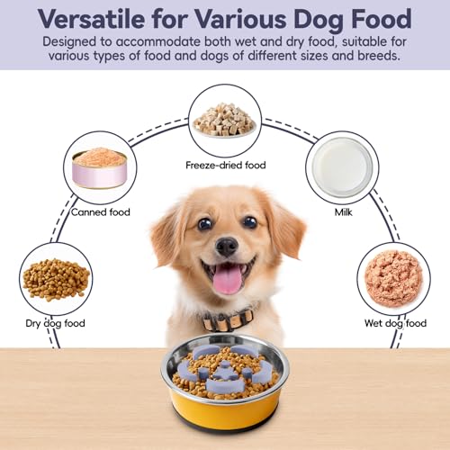 Slow Feeder Dog Bowls Insert, Soft Silicone Dog Slow Feeding Insert with 10 Upgraded Suction Cups, 4.5"×1.5" Compatible with Regular Dogs Bowls（Grey） - color: Grey, size: 4.5"x1.5"