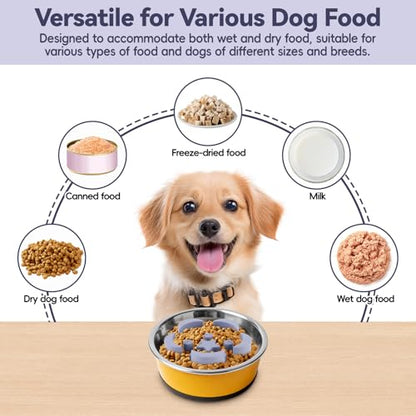 Slow Feeder Dog Bowls Insert, Soft Silicone Dog Slow Feeding Insert with 10 Upgraded Suction Cups, 5.8"×1.6" Compatible with Regular Dogs Bowls（Grey） - color: Grey, size: 5.8"x1.6"