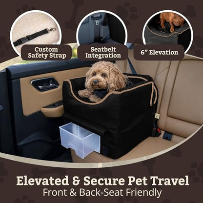 Snoozer Small Luxury Lookout Ii Pet Car Seat, Black/Herringbone Microsuede - color: Black with Herringbone, size: Small