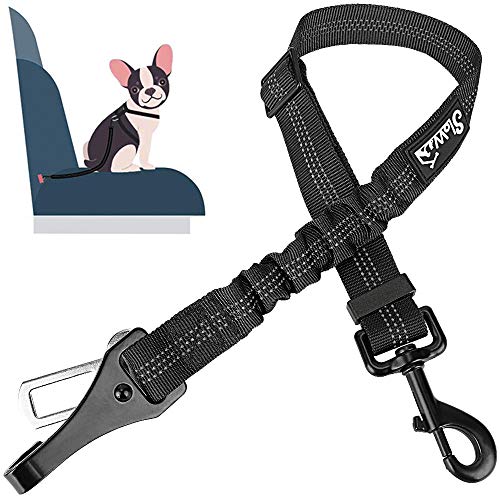 SlowTon Dog Seat Belt for Car, Adjustable 3 in 1 Dog Seatbelt with Elastic Bungee Buffer, Nylon Heavy Duty Dog Car Harness Reflective Safety Tether Leash with Latch Hook Clip Black - color: Black