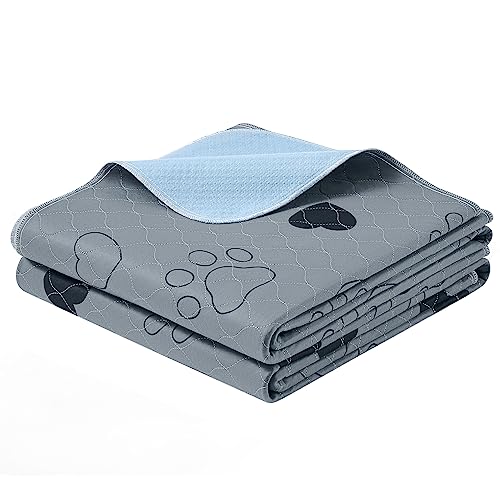 Feandrea Washable Dog Pee Pads, 2 Pack, Reusable, 72 x 72 Inches, XXXL, Waterproof Pet Training, Leakproof, Non-Slip, Super Absorbent, Gray UPTD072G01 - size: XXXL (72"L x 72"W)