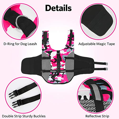 Dog Life Jacket Pet Safety Vest,Adjustable Lifesafer Swimming Vest, Dog Life Jacket for Swimming,Reflective Preserver with Rescue Handle for Small Medium and Large Dogs (XX-Large, Pink), XXL