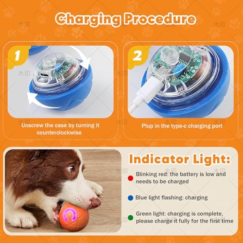 Smart Jumping Ball Toy for Dogs, Duraspin Dog Bouncing, Shaky Ball Toy USB Rechargeable Interactive Bouncing Toys for Puppy Toys (Blue) - color: Blue