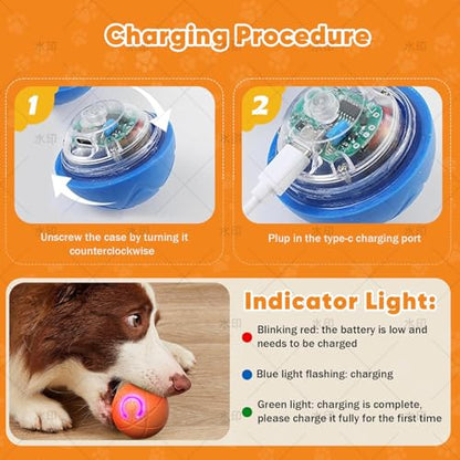 Smart Jumping Ball Toy for Dogs, Duraspin Dog Bouncing, Shaky Ball Toy USB Rechargeable Interactive Bouncing Toys for Puppy Toys (Blue) - color: Blue