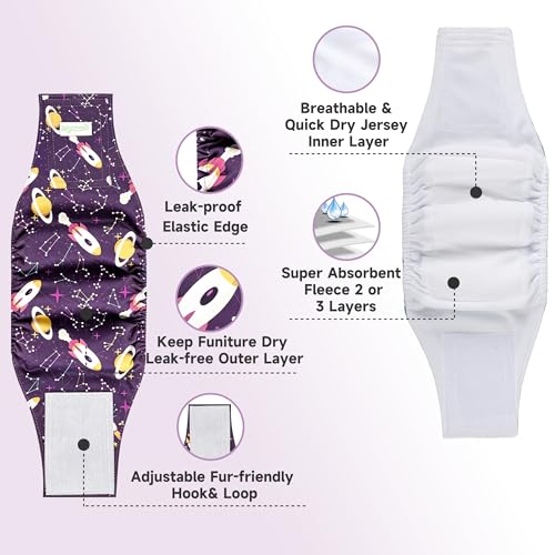 wegreeco Washable Male Dog Belly Band (Stylish Pattern) - Pack of 3 - Dog Diapers Male - Washable Male Dog Belly Wrap (Interstellar, X-Small) - color: Interstellar, size: X-Small (Pack of 3)