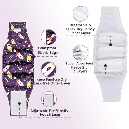 wegreeco Washable Male Dog Belly Band (Stylish Pattern) - Pack of 3 - Dog Diapers Male - Washable Male Dog Belly Wrap (Interstellar, X-Small) - color: Interstellar, size: X-Small (Pack of 3)