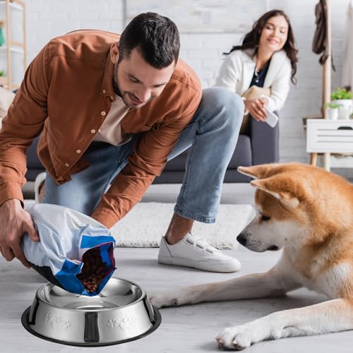 Tanlade 8 Pack Stainless Steel Dog Bowls Metal with Rubber Base Non-Slip Pets Puppy Cats Feeding Food and Water Bowls Dishwasher-Safe for Indoor Small Medium Large Dogs Cats Kitten Rabbit(47.3 oz) - size: 47.3 oz