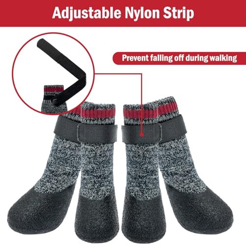 Mihachi Dog Socks Rubber Sole Paw Protectors with Straps Traction Control Anti-Slip Waterproof Boots Winter Paw Protectors - size: Large