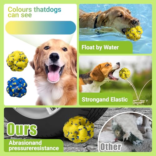 Moonorange Upgrade Dog Balls Interactive Toys for Aggressive Chewers, Indestructible Tennis Durable Bouncy for Fetch Game, Lightweight Floating, Yellow - color: Yellow-Yarnball