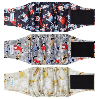 Paw Legend Washable Dogs Diapers Male Dog Belly Bands for Male Dogs Diapers Reusable Puppy & Doggie Diapers Male - color: Cute dog, size: X-Small
