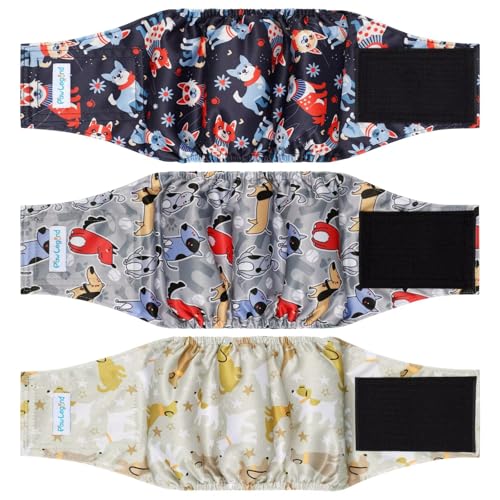 Paw Legend Washable Dogs Diapers Male Dog Belly Bands for Male Dogs Diapers Reusable Puppy & Doggie Diapers Male - color: Cute dog, size: X-Small