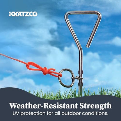 Katzco Dog Tie-Out Stake - Heavy Duty 16" Dog Stakes for Outside, Yard and Camping, Corkscrew Arrowhead Design with Tangle-Free 360 Swivel Hook - Water Resistant Pet Restraint Tool up to 80 lb Dogs - size: Metal Dog Tie-Out Stake (1-Pack)