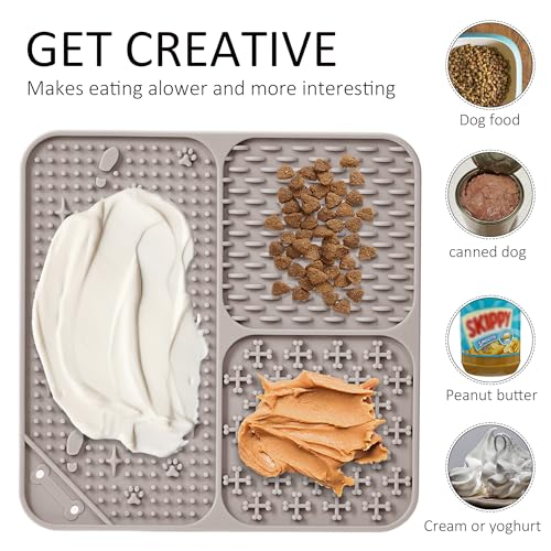 Lick Mat for Dogs Cats(2pcs, Small, 5.9") Easy Clean Silicone Licking Pad Slow Feeder for Pets with Suction Cups, Enrichment Accessories Anxiety Boredom Relief, Keep Them Busy for Bathing