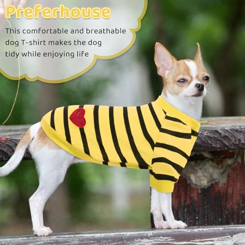 Pet Dog Striped T-Shirt Dogs Cats Cotton Vest Spring Summer Pet Apparel Tee Shirt Suitable for Small and Medium Large Pets French Bulldog Bichon - color: Yellow, size: X-Small