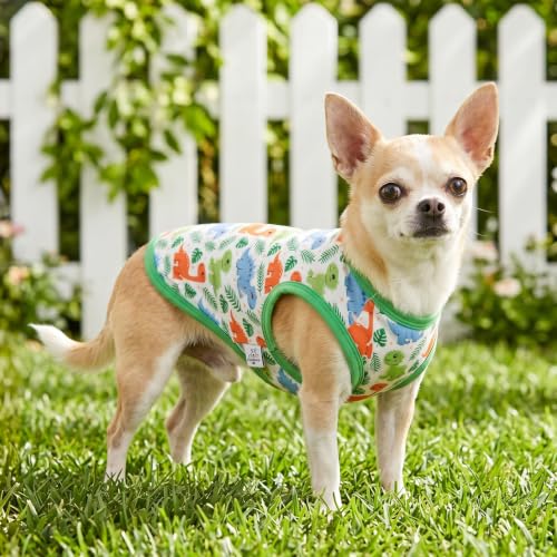 CuteBone Dog Shirts 2-Pack Soft Pet Clothes Breathable Summer Vest for Small Puppy and Stretchy Cat Apparel 2BX24S - color: Dino & Duck, size: Small