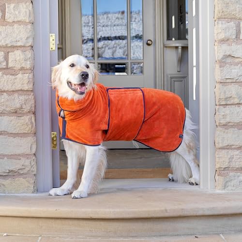 Lucky Pooch® Dog Robe - Luxurious Dog Bathrobe - Ultra Absorbent Dries Your Dogs in Minutes! Double-Layer, Super Soft Towel and Bath Robe All in One (XXS, Amber) - color: Amber, size: XXS