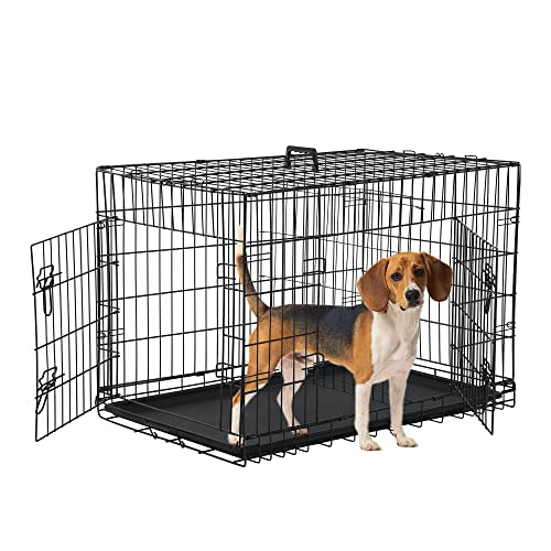 Small Dog Crate, 30 Inch, Collapsible, Foldable, Easy to Clean, Easy to Assemble, Safe and Secure Construction, Double Doors Design, Ideal for Travel, Multifunctional - color: Black, size: 30 inch