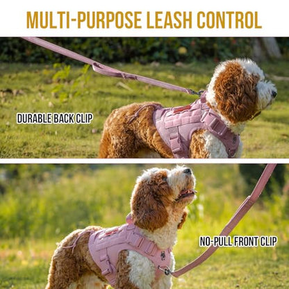 OneTigris Tactical Dog Harness Vest,No-Pull Service Dog Vest with Hook & Loop Panels,Adjustable Dog Vest Harness for Walking Hiking Training(Pink,XXS) - color: Pink, size: XX-Small