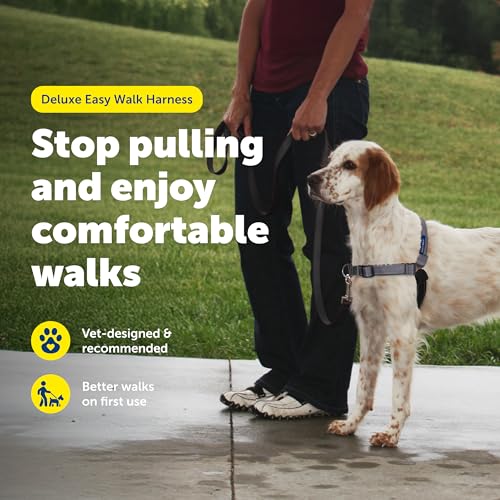 PetSafe Easy Walk Deluxe Dog Harness, No Pull Dog Harness – Perfect for Leash & Harness Training – Stops Pets from Pulling and Choking on Walks – Medium, Steel - color: Steel, size: Medium (Pack of 1)