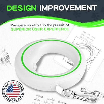 UFO Retractable Dog Leash Hands Free Wearable Laisse Chien with Poop Bag Holder One-Handed Brake Pause Lock 360° Tangle Free 10 ft Strong Nylon Tape Dog Leash for Up to 66lbs Medium Small Dogs - color: Green