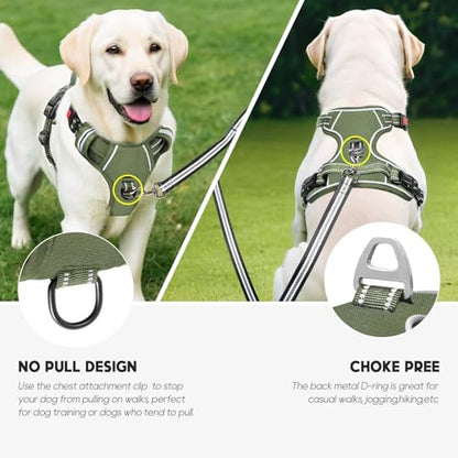 Timos Dog Harness Small Sized, No Pull Pet Harness with Neck Lockable Snap,No Choke Front Clip Dog Reflective Vest,Adjustable Metal Rings 3 Buckles,Easy Control Handle for Small Dogs Green S - color: Lock Green, size: Small (Pack of 1)
