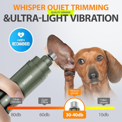 IREDOON Dog Nail Grinder Upgraded - Professional 3-Speed Super Quiet and Low Vibration Electric Pet Nail Grinder with 4 LED Lights - Painless Paws Grooming & Smoothing for Small to Large Dogs (Green) - color: Matte Green
