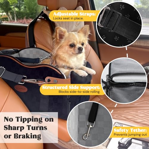 Woochpet Small Dog Car Seat, Auto Booster for Pet Travel, Portable Carrier Bed with Safety Leash Up to 9 lbs - size: Small