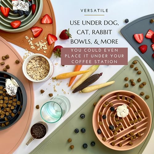 Should We Go? Waterproof Silicone Dog Food Mat – Medium Size Non-Slip Pet Bowl Mat, Raised Edge Design, Easy-to-Clean Pet Food Placemat for Dog & Cat Bowls, 21" Across x 10.5" Deep - Honey - color: Honey, size: Medium