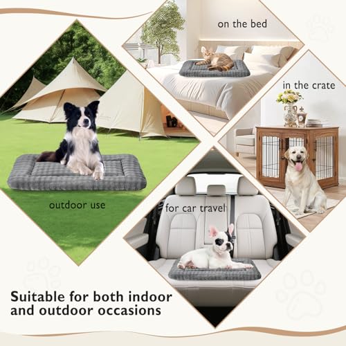 Dog Bed Mat Crate Pad for Large Dogs, Washable Soft Pet Sleeping Mat Kennel Pad with 3D Bubble Pattern, Grey, 36"x 23" - color: Grey, size: 36"L x 23"W x 1.5"Th