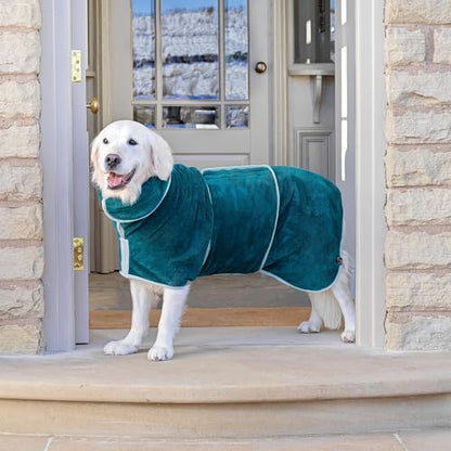 Lucky Pooch® Dog Robe - Luxurious Dog Bathrobe - Ultra Absorbent Dries Your Dogs in Minutes! Double-Layer, Super Soft Towel and Bath Robe All in One (M, Teal) - color: Teal, size: M